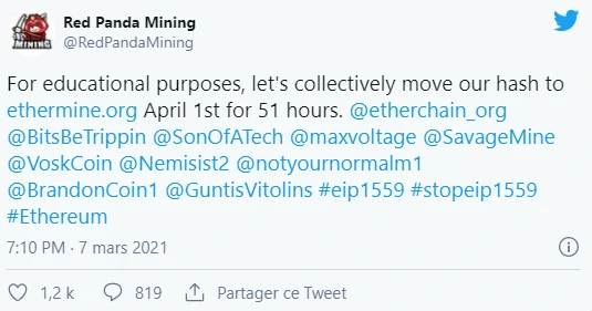 Tweet de Red Panda Mining