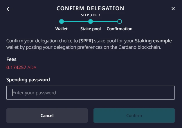Finaliser la délégation à la stake pool