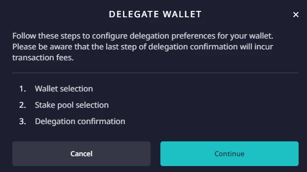 Popup de délégation